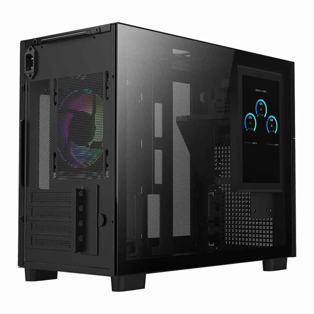 (image for) CiT Jupiter Black MicroATX PC Case with 8-Inch LCD Screen